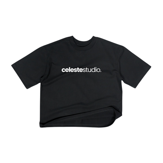 CROPPED BOXY FIT TEE "CELESTE WORDMARK"