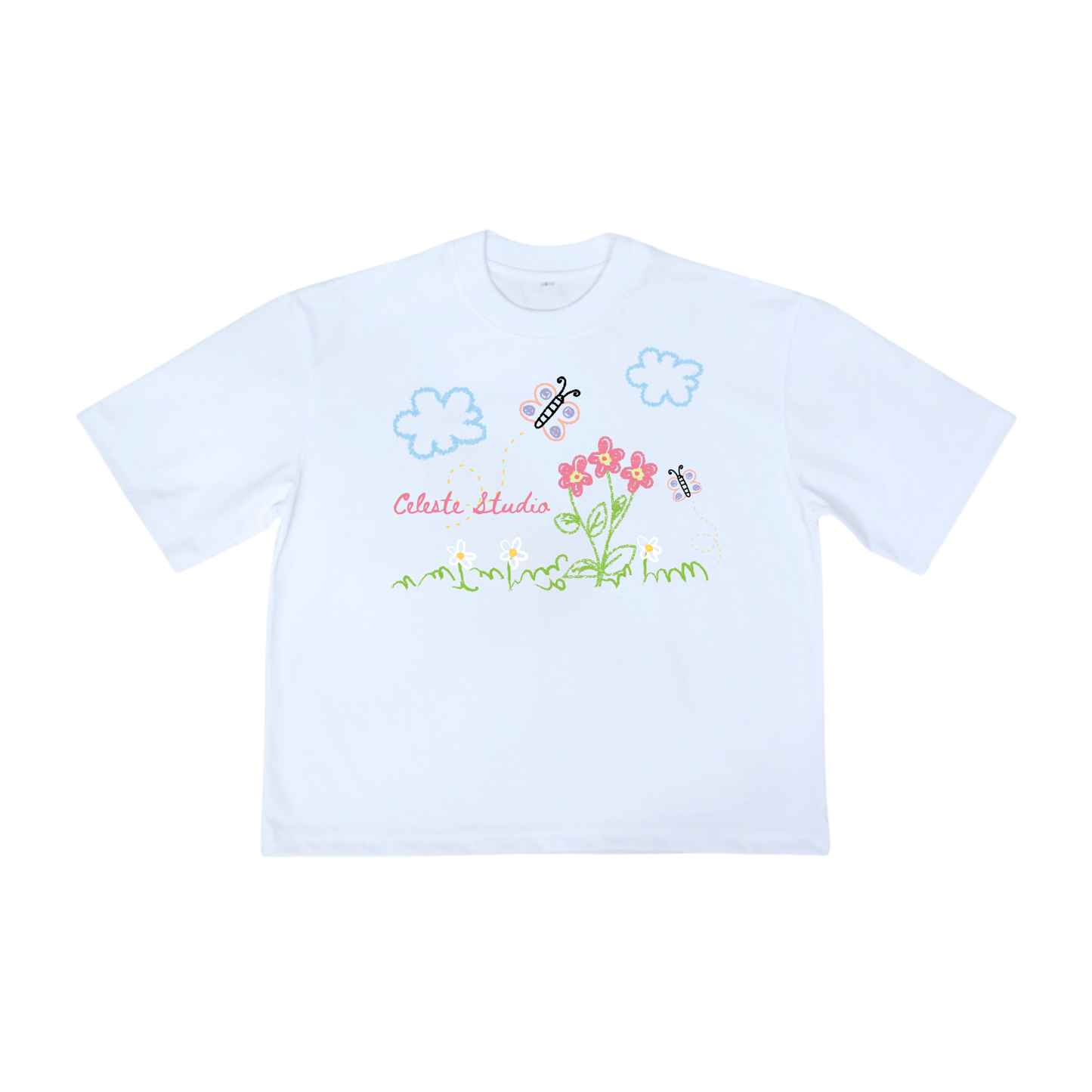 CROPPED BOXY FIT TEE "CRAYONS"