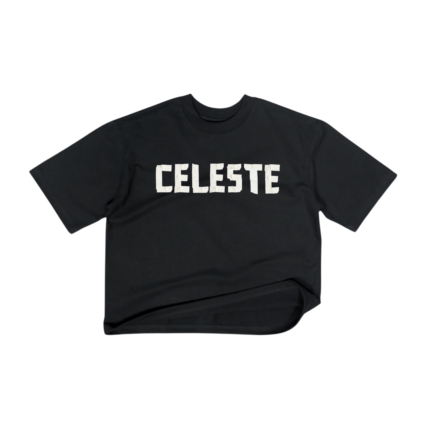 CROPPED BOXY FIT TEE "CELESTE TAPE"